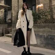 长款白色呢子大衣女毛呢外套秋冬季韩系小个子高级感今年流行
