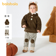 巴拉巴拉儿童套装男童冬装2022女童两件套摇粒绒加绒时尚可爱