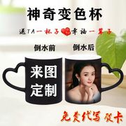 diy定制陶瓷马克杯印照片，字加热水变色杯子，男女情侣个性生日礼物