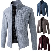秋冬季男士毛衣针织，长袖流行外套加绒加厚毛线中青年夹克衫