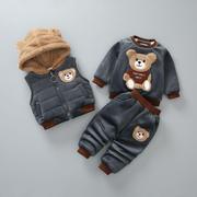 套装男宝儿童宝宝绒婴幼儿冬季套装帅气宝宝男童加厚三件套
