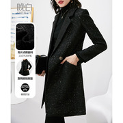 晚白秋冬韩版洋气时尚高级感职业风衣气质黑色西装外套女长款