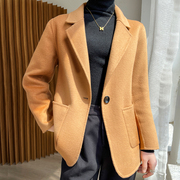 22韩版小西装羊毛大衣女常规，款高端呢子短款羊绒双面尼外套女