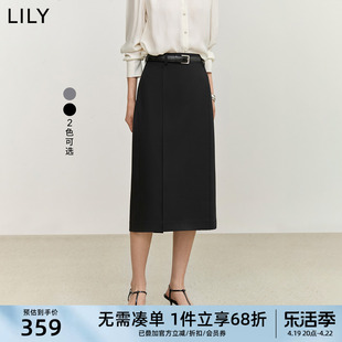 LILY2024夏女装气质职业通勤款百搭显瘦高腰铅笔裙直筒半身裙