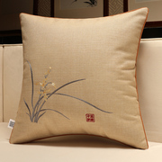 新中式棉麻抱枕客厅沙发靠背垫中国风，腰枕靠垫不含芯大靠枕套定制