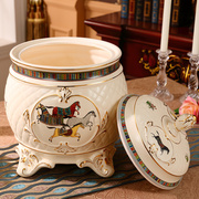 网红欧式陶瓷米缸米桶20斤10公斤装家用厨房收纳盒带盖密封米粉储