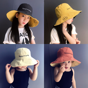 夏季儿童渔夫帽大檐遮阳帽，防晒盆帽子，太阳帽女童亲子母女大童秋天