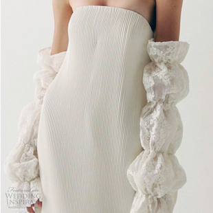 白色蕾丝泡泡袖长款新娘，手套婚纱礼服手袖影楼，造型写真配饰手纱