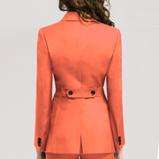uspecial轻奢高端气质羊毛橘红色小西装套装修身气质西服两件套装