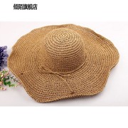 2020春夏季纯手工编织时尚简约大沿帽沙滩帽太阳帽