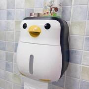 企鹅创意卫生间厕所纸巾盒置物架卷纸抽纸盒免打孔浴室防水厕纸盒
