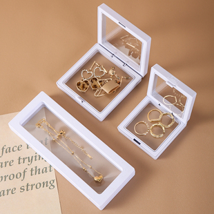 悬浮盒薄膜首饰盒文玩珠宝串珠防氧化耳钉耳环饰品项链展示收纳盒
