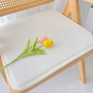 餐椅垫冬季简约棉麻，纯色百搭梯形海绵椅子垫办公室，透气防滑坐垫