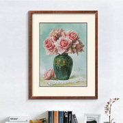 油画花瓶里的粉玫瑰 小白十字绣套件 客厅卧室 精准印花