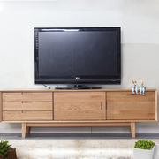 实木电视柜日式现代简约白橡木原木地柜大容纳储物视听柜组合柜