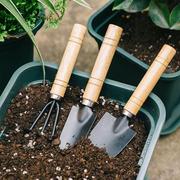 园艺工具大三件套花园铁铲挖土，种花种菜工具套装，室内阳台家用种植
