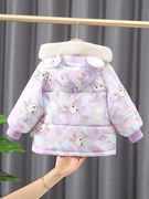 女童棉服冬季加厚加绒婴儿棉袄秋冬款1岁女宝宝冬装外套2儿童棉衣