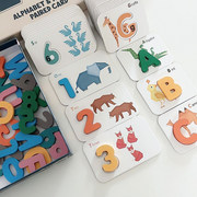 蒙氏早教儿童26个字母认知配对卡片，宝宝数字拼图拼板益智玩具3岁
