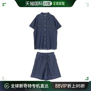 韩国直邮66GIRLS东大门衬衫短裤女士休闲宽松简约两件套牛仔风格
