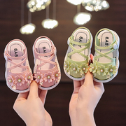 女童凉鞋2024夏0-3岁宝宝包头凉鞋防滑软底小童婴幼儿搭扣学步鞋