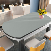 椭长圆形餐桌布防油防水防烫弧形，折叠圆桌桌垫pu纯色桌垫皮革桌布