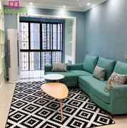黑白格子地毯卧室北欧简约几何轻奢条纹沙发地垫家用客厅茶几毯