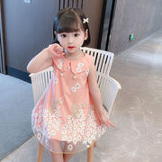 女童夏季连衣裙2022儿童女宝宝，韩版洋气超仙娃娃领孔雀公主裙