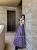 DIGM春季法式精致气质名媛高端高级感吊带高个子连衣裙紫长裙