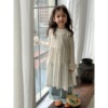 女童韩版镂空背心，裙叠穿2024春装儿童白色，罩裙连衣裙牛仔裤