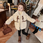 女童加厚毛毛衣(毛毛衣，)冬季2023韩版洋气儿童，珍珠扣皮草保暖冬装外套