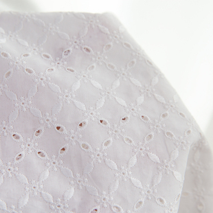 日本进口小纹工房60s镂空纯棉蕾丝钩针刺绣，白色高档服装手工面料