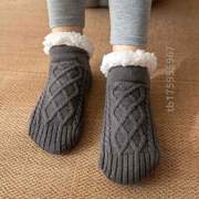 秋冬季地板护脚套袜防滑保暖加绒居家袜套男士，*女款拖鞋超厚袜子