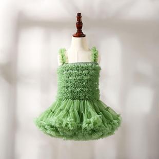牛油果绿色tutu裙凸凸，吊带兔兔连衣裙加蓬蓬裙蛋糕裙