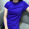 欧洲站短袖t恤女2020蓝色，潮欧货打底修身短款韩版港味风半袖
