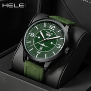 HELEI赫雷跨境大表盘石英手表士运动风飞行员系列腕表