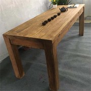 老榆木餐桌全实木长方形餐桌家具复古怀旧风化茶桌大板桌子长方形