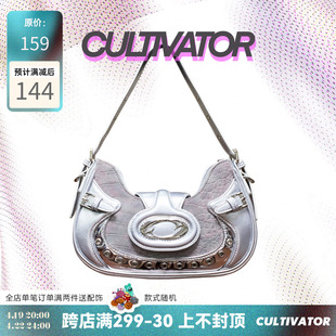 cultivator原创小众欧美千禧辣妹，雾粉色鳄鱼纹，单肩斜挎腋下包