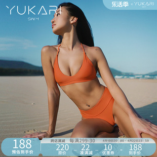 Yukari swim高腰三角分体比基尼性感女士游泳泳衣度假温泉