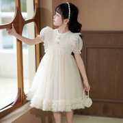 女童连衣裙夏季泡泡袖，蕾丝公主裙儿童装，表演出礼服蓬蓬纱裙子