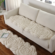 外贸韩国玫瑰花形状毛绒坐垫加厚防滑单双三人沙发长条座屁垫