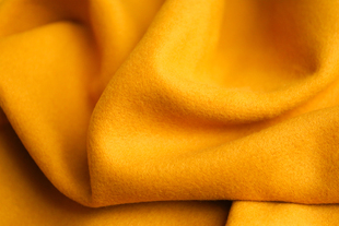 日本进口向日葵黄色双面纯色，编织羊毛呢全羊毛，羊绒面料设计师布料