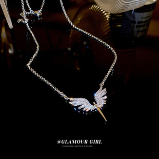 创意锆石天使之翼项链韩国冷淡风设计锁骨链颈链时尚百搭项饰