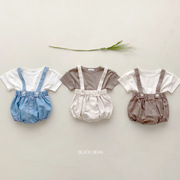 1-2岁婴儿背带哈衣夏季衣服，女宝宝0-3-6个月连体衣包屁衣吊带爬服