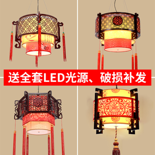 中式吊灯中国风led灯仿古客厅，餐厅灯羊皮吊灯，简约大气书房中式灯
