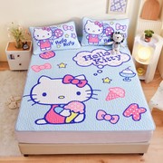 KT猫床盖可爱粉红色牛奶绒软床垫夹棉冬季保暖儿童床上用品女孩子