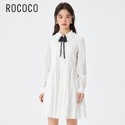 洛可可/ROCOCO春季学院风减龄娃娃领女短款a字显瘦衬衫连衣裙