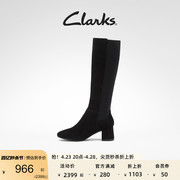 clarks其乐女鞋冬季瘦瘦靴潮流长筒，拼接高跟简约靴子女