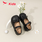 红蜻蜓女童鞋春季校园黑色演出小皮鞋软底舒适透气休闲鞋