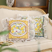 花园仙境系列蕾丝抱枕，客厅沙发双面天鹅绒方形，枕套家用高颜值靠枕