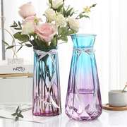速发件套玻璃花瓶大号透明水培百合乾燥花富贵x竹花瓶欧式摆件